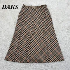 【美品】 DAKS ロング丈スカート 73-99 ベージュ プリーツウエストゴムのサムネイル