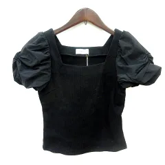 デイシー deicy カットソー スクエアネック 半袖 切替 リブ F 黒 ブラック /MN