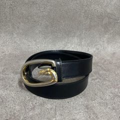 美品 GUCCI グッチ レザーベルト細幅 ホースビット 黒シルバー