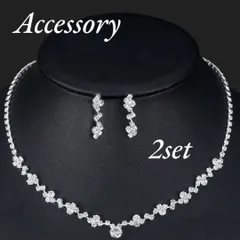 ウェディング アクセサリー 2点セット パーティー ピアス ネックレス 上品