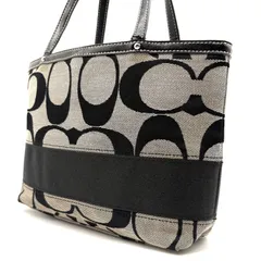 COACH y2K signature stripe tote bag canvas Gray black Unisex コーチ シグネチャー トートバッグ