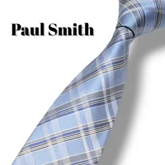 Paul Smith ポールスミス ネクタイ メンズ 光沢 シルク100% チェック柄 ライトブルー ビジネス メンズ 英国調