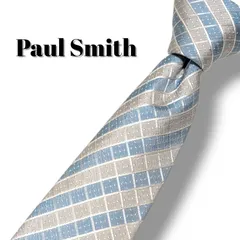 Paul Smith ポールスミス ネクタイ メンズ 光沢 ジャガード ビジネス シルク100% 格子柄 ブルー イタリア製