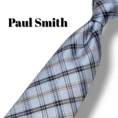 Paul Smith ポールスミス ネクタイ メンズ 光沢 ビジネス 仕事 シルク100% チェック柄 ライトブルー イタリア製