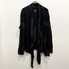 2017AW B Yohji Yamamoto カーディガン パッチワーク ブラック グレー モノトーン サイドスリット ユニセックス 2【送料込み】のサムネイル