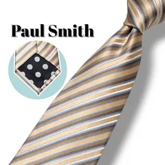 Paul Smith ポールスミス ネクタイ メンズ 光沢 肉厚 ドット シルク100% レジメンタルストライプ ゴールド 式典