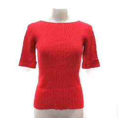 アー・ヴェ･ヴェ ミッシェルクラン a.v.v ニット カットソー ボートネック リブ 五分袖 38 赤 レッド /MS