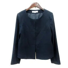 ナチュラルビューティーベーシック NATURAL BEAUTY BASIC ノーカラージャケット 総裏地 M 紺 ネイビー /MN