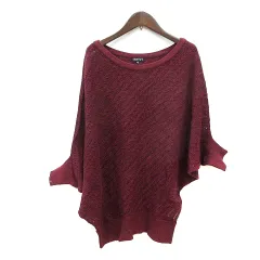 インディヴィ INDIVI ニット セーター 七分袖 アシンメトリー カシミヤ混 42 XL 赤 レッド /MN