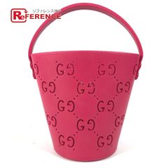未使用級】 GUCCI GGラバー バケットバッグ マゼンタピンク723051 