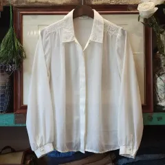 90s ヴィンテージ ブラウス フレンチ 白 シャツ ブラウス 森ガール 42