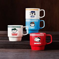 스누피 스태킹 머그 4 개 세트 머그컵 PEANUTS 찰리 브라운 루시 올라프 전국 무료 배송 * 일부 지역 제외