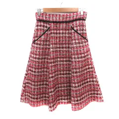トランテアン ソン ドゥ モード 31 Sons de mode フレアスカート ミモレ ロング ツイード 36 赤 レッド 白 ホワイト 黒 ブラック 金色 ゴールドカラー /MS