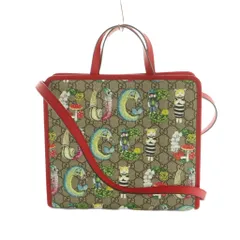 グッチ GUCCI × ヒグチユウコ チルドレンズ 2WAY トートバッグ ショルダーバッグ モノグラム柄 総柄 茶 赤 マルチカラー 612992 /MI ■OS ■OH