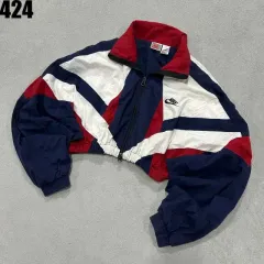 ナイキ ウィンドブレーカー クロップド ジャケット ネイビー/レッド XL