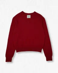カシミア ウール Vネック ニット レッド