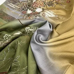 付下げ 金彩 花柄 流水 ヱ霞 紋無し 上品な染め 訪問着 正絹 着物 MK-1144