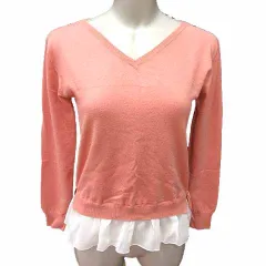 プロポーション ボディドレッシング PROPORTION BODY DRESSING ニット カットソー Vネック フェイクレイヤード 長袖 3 L ピンク /YK