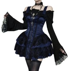BLOOD SUPPLY QOOZA ミニワンピース 編み上げ ゴスロリ 青 - メルカリ