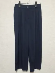 ネイビー ワイド スラックス パンツ