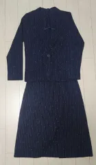 ネイビー ONE PIECE セットアップ ストライプ スーツ ワンボタン ジャケット スカート