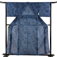 正絹・絹芭蕉着物・シックカラー・裄66.5cm・透け感・涼し気・夏きもの 