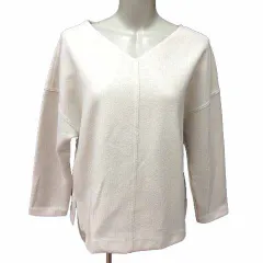 グリーンレーベルリラクシング ユナイテッドアローズ green label relaxing ニット カットソー Vネック 長袖 アイボリー 白 ホワイト /YK