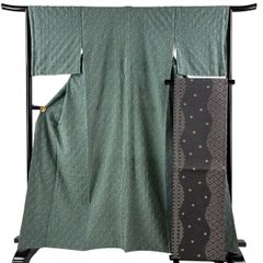 【美品】 訪問着 身丈163cm 裄丈65.5cm 正絹 名品 【中古】 美品】 訪問着 身丈163cm 裄丈68cm L 単衣 風景 樹木 銀通し 刺繍 薄茶