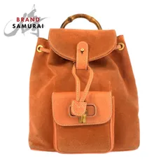 GUCCI グッチ バンブー オレンジ ブラウン ゴールド金具 スウェード 003 3444 0030 リュックサック バックパック レディース 504889【中古】