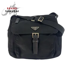 美品 PRADA プラダ テスート 三角ロゴプレート ブラック 黒 シルバー金具 ショルダーバッグ  メッセンジャーバッグ レディース 506050【中古】
