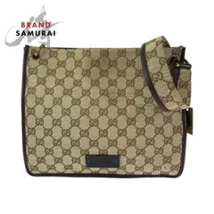 GUCCI グッチ プレートチャーム ベージュ ブラウン ゴールド金具 GGキャンバス 91762 ショルダーバッグ ポシェット レディース 506309【中古】