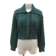 グリーンレーベルリラクシング ユナイテッドアローズ green label relaxing カーディガン ニット 透かし編み ショート丈 長袖 緑 グリーン /MS