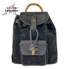 美品 GUCCI グッチ バンブー ブラック 黒 ゴールド金具 スウェード 003 1705 0030 リュック バックパック レディース 506426【中古】