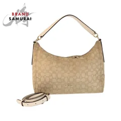 美品 COACH コーチ シグネチャー ベージュ アイボリー ゴールド金具 キャンバス F58284 ショルダーバッグ ハンドバッグ レディース 600894【中古】
