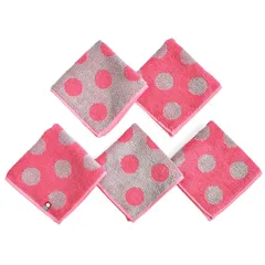 【新品】 今治タオル ハンカチ 5枚セット ハンドタオル 綿 日本製 KAGUYA 吸水 速乾 コンパクト やわらかい 抗菌防臭 コットン バンブーレーヨン 竹繊維 25×25cm (5枚組ピンク（ドット）) 1