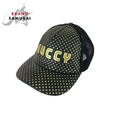 美品 GUCCI グッチ SEGAコラボ ブラック ゴールド レザー/ナイロン 426887 キャップ 男女兼用 メンズ 601133【中古】