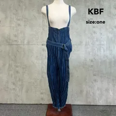 KBF ケービーエフ ONE ブルーデニム サロペット オーバーオール オールインワン シャーリング プリーツ 加工 ベルト付き ワイド テーパード ステッチ カットオフ 切りっぱなし アーバンリサーチ セレクト ショップ カジュアル ★ ■◆のサムネイル