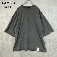 CAMBIO カンビオ L サイズ グレー PF-241-006 100% コットン 半袖 Tシャツ クルーネック ピグメント加工 ヴィンテージ風 裾パッチ ボードチケット デザイン ビッグシルエット ワイド オーバーサイズ 灰色 ★ ■◆のサムネイル