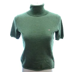 ポールスミスウィメン Paul Smith WOMEN ニット セーター タートルネック 刺繍 ウール 半袖 M 緑 グリーン /AU