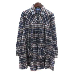ビームスボーイ BEAMS BOY シャツワンピース ミニ チェック 長袖 紺 ネイビー 茶 ブラウン 白 ホワイト /MS