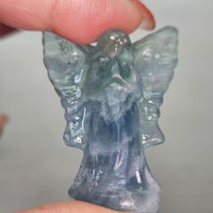 幻想的】レインボーフローライト天使カービング 79.8mm エンジェル置物