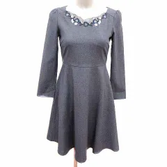 プロポーション ボディドレッシング PROPORTION BODY DRESSING ワンピース フレア ミニ レース 長袖 1 XS グレー /YK