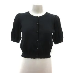 ジルスチュアート JILL STUART カーディガン ニット 五分袖 M 黒 ブラック /MS