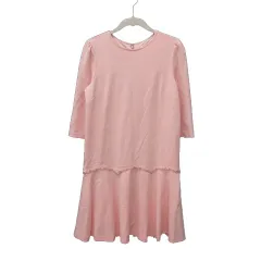 レストローズ L'EST ROSE ワンピース ひざ丈 ラインストーン レース 七分袖 2 ピンク /MS