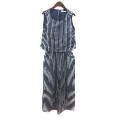 アーバンリサーチ サニーレーベル URBAN RESEARCH Sonny Label パンツ オールインワン ストライプ ノースリーブ F 青 ブルー 白 ホワイト /MS