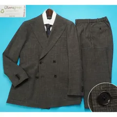 新品12.1万円 オンワード樫山 Selflex 日本製 春夏『Paulo Oliveira』チェック柄 ダブル スーツ Y90(A6程度相当)緑 805837