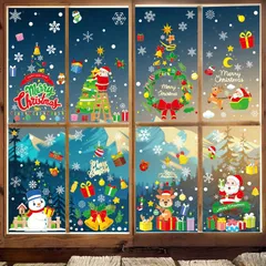 ウォールステッカー クリスマス 飾り 静電ステッカー 窓ステッカー 235pcs クリスマスデコレーション 剥がせる 壁紙 ガラス シール式 Merry christmas 雪だるま サンタクロース トナカイ スノーフレーク 雪の結晶 クリスマスツリー おしゃ