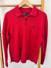 ポロラルフローレン レッド ハーフジップアップ ニット（サイズM）