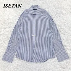 【美品】 ISETAN MEN'S 長袖シャツ ネイビー ストライプのサムネイル