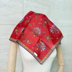 ヴィンテージ新品 クリスチャン ディオール レッド フラワー ハンカチ